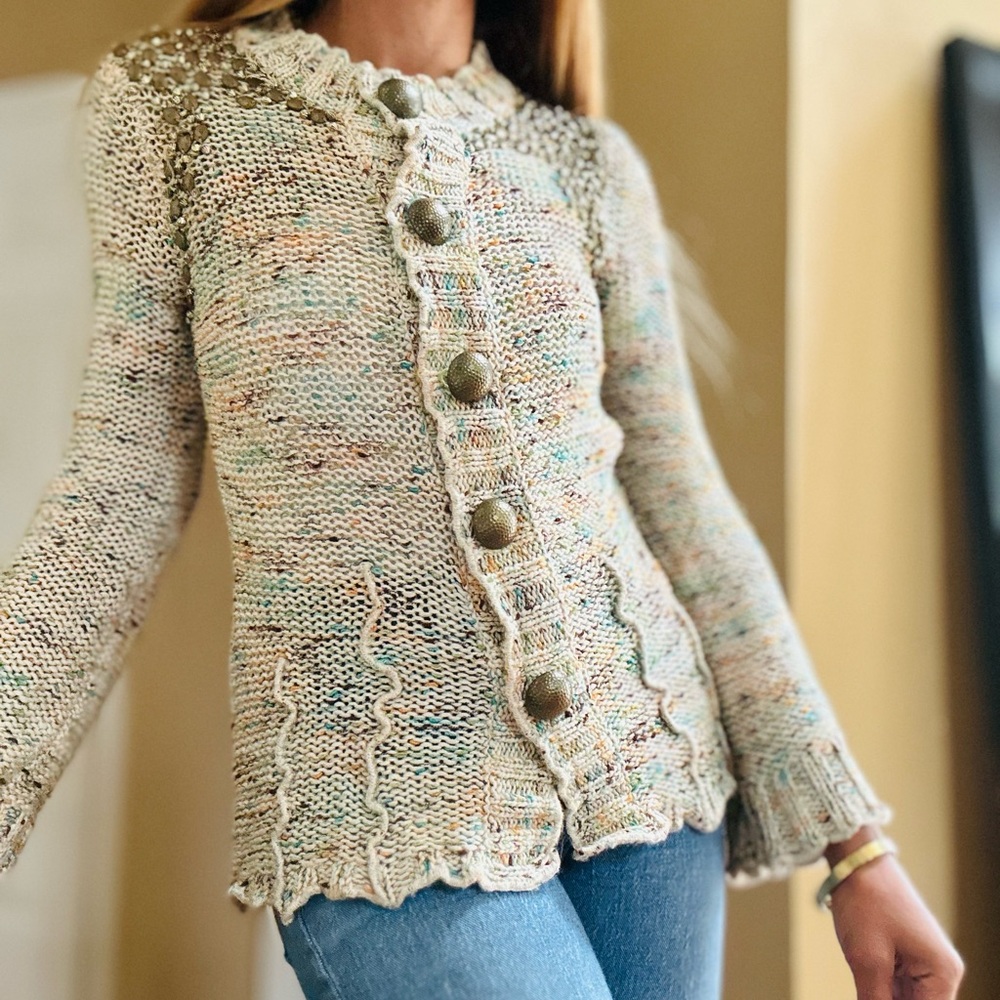 BCBGMaxAzria  Multicolor Button Front Knit Sweater